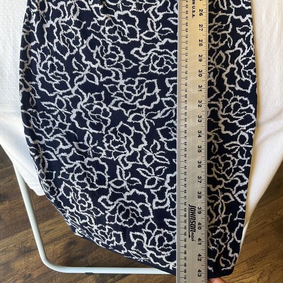 Eva Mendes New York & Company Women Midi Dress M Navy Floral Zipper Sleeveless - Picture 6 of 8